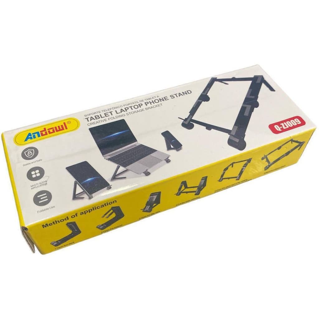 Suport/stand de birou Andowl Q-ZJ009, pentru laptop, tableta, telefon, pliabil, reglabil, negru — varianta 7