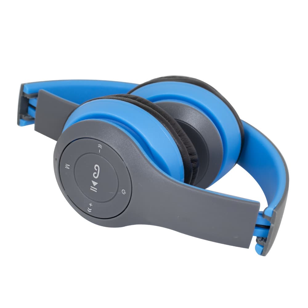 Casti audio P47, Bluetooth 5.0 + EDR, microfon, suport card MicroSD, albastru/gri — varianta 2