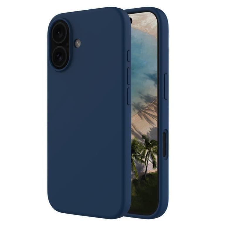 Husa Apple iPhone 16 Plus, Luxury Silicone, catifea in interior, albastru inchis — principală