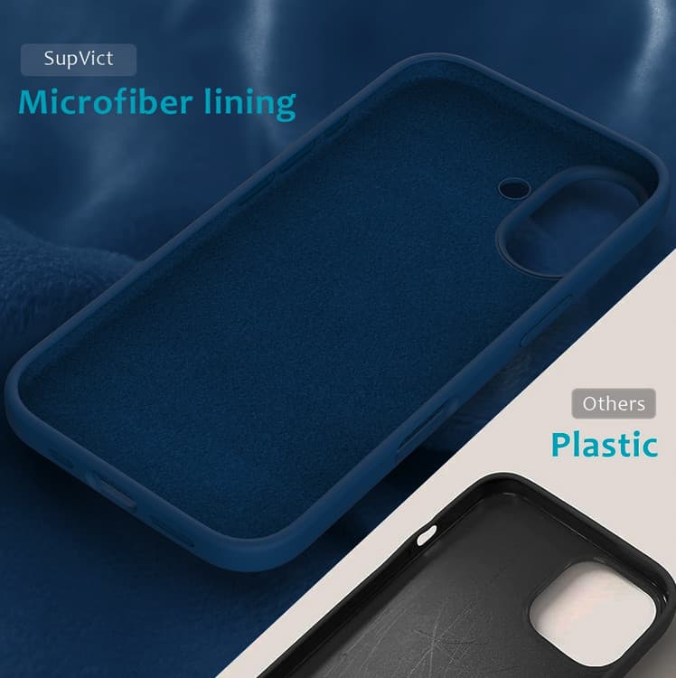 Husa Apple iPhone 16 Plus, Luxury Silicone, catifea in interior, albastru inchis — varianta 4