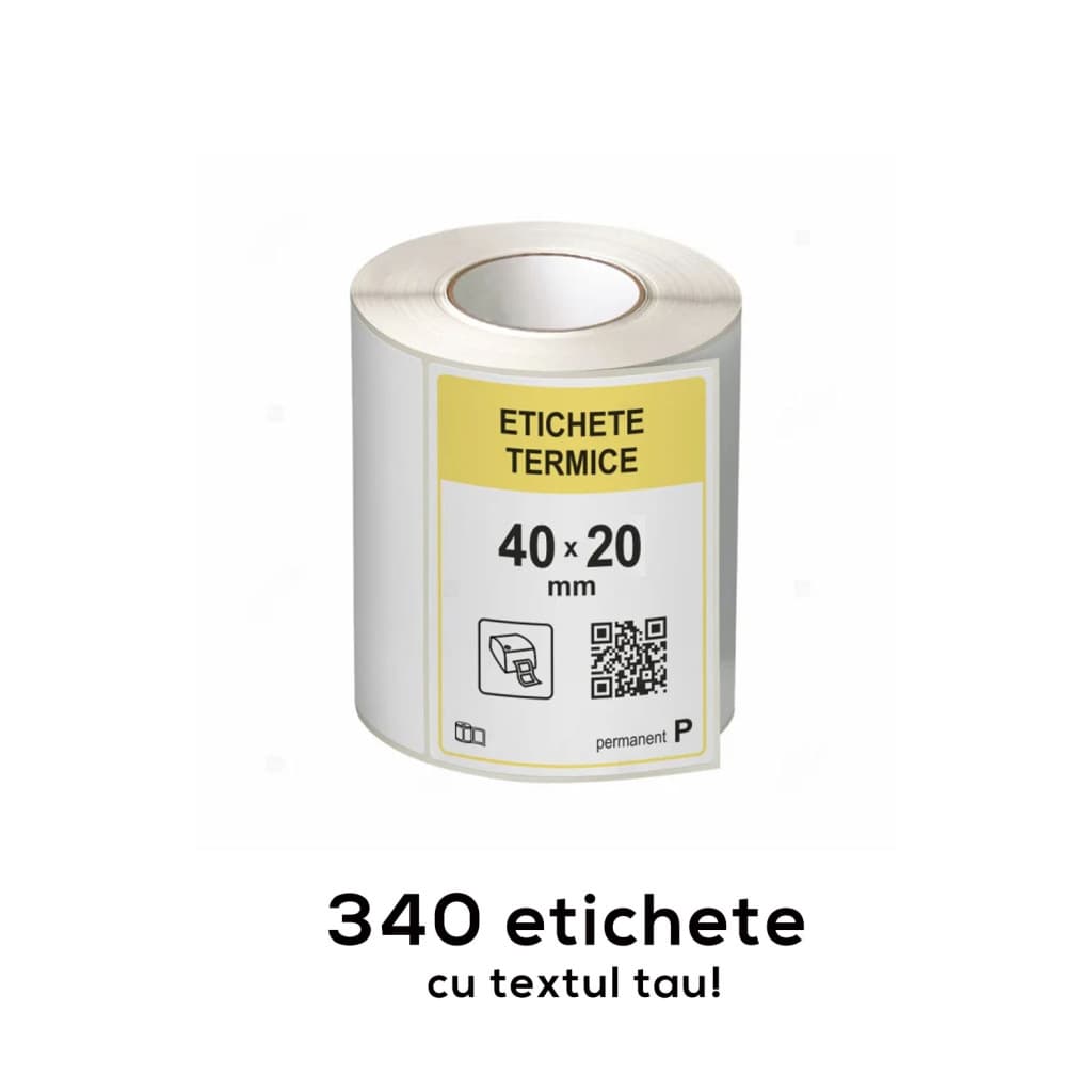 Etichete termice autoadezive la rola, 70 x 40 mm, imprimate cu textul tau, 200 etichete