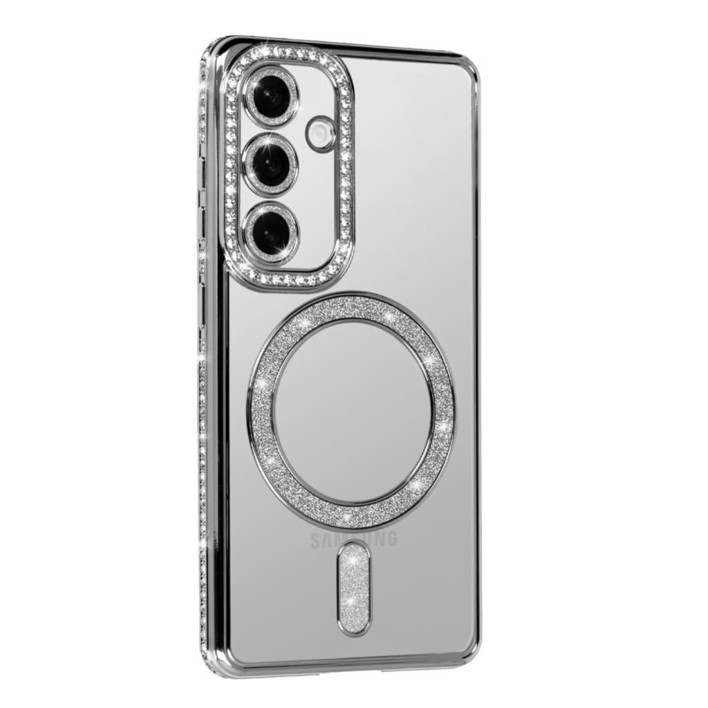Husa Samsung Galaxy A36, Electroplating Bling Magsafe, protectie camera, argintie — principală