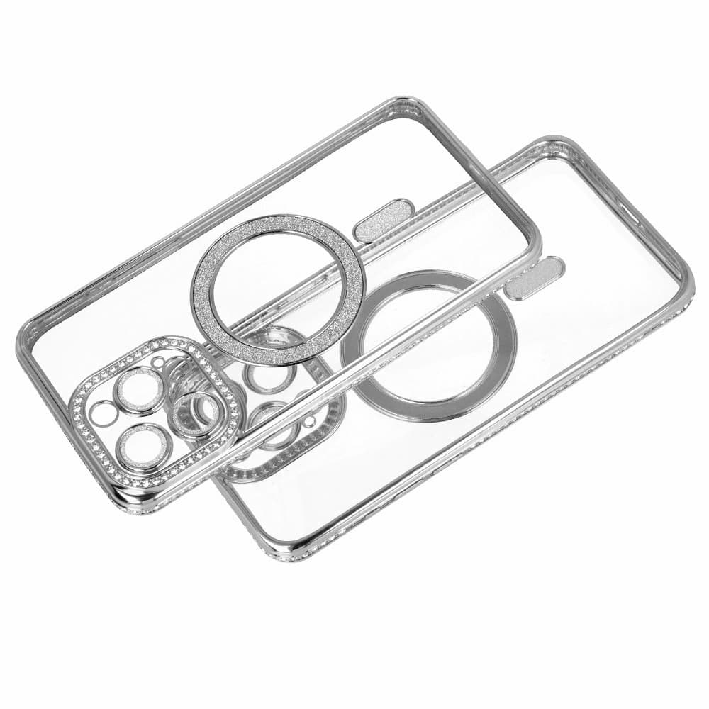 Husa Samsung Galaxy A36, Electroplating Bling Magsafe, protectie camera, argintie — varianta 3