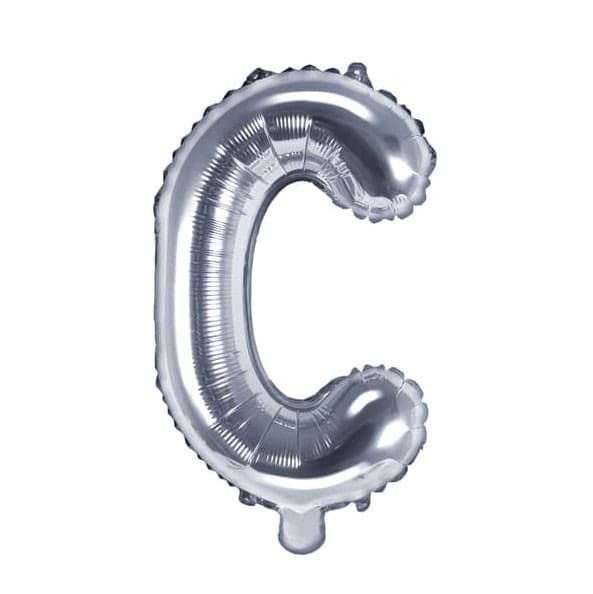 Balon din folie metalizata, 35 cm, argintiu, litera C