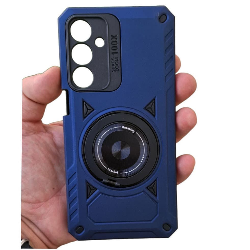 Husa Samsung Galaxy A16, Rotating Bracket, protectie camera, prindere magnetica, albastru inchis — principală