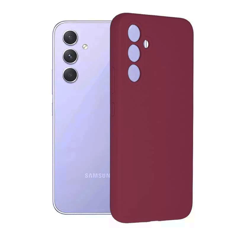 Husa Samsung Galaxy S23+ (S23 Plus), Luxury Silicone, protectie camera, catifea in interior, burgundy — principală
