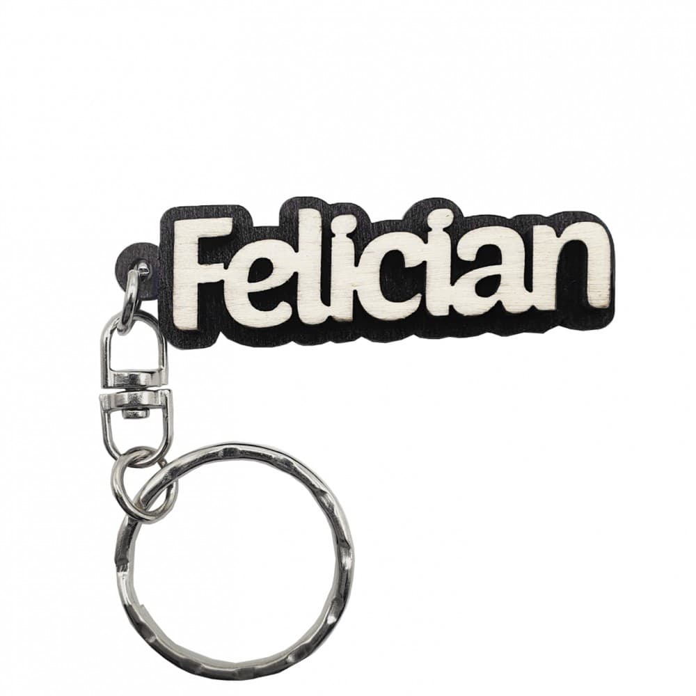 Breloc din lemn, nume "Felician" — principală