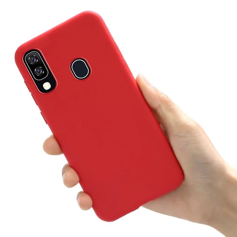 Husa Liquid Silicone Case pentru Samsung Galaxy A41, interior microfibra, rosie — principală
