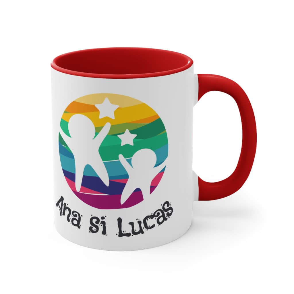 Cana ceramica personalizata, 330 ml, alba, logo Ana si Lucas — principală