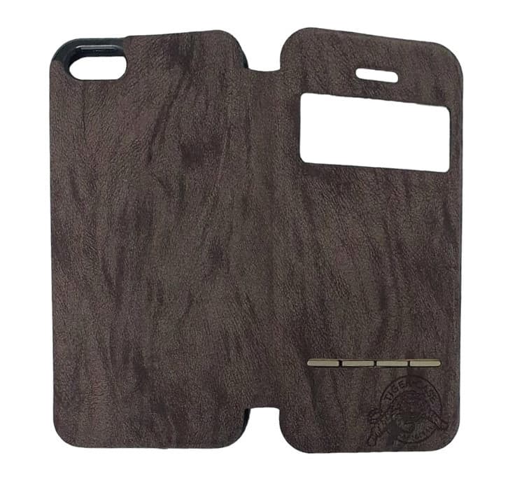 Husă protectie Apple Iphone 5/5S/SE, Tiger Case, tip carte, fereastra notificari, maro wenge — 2
