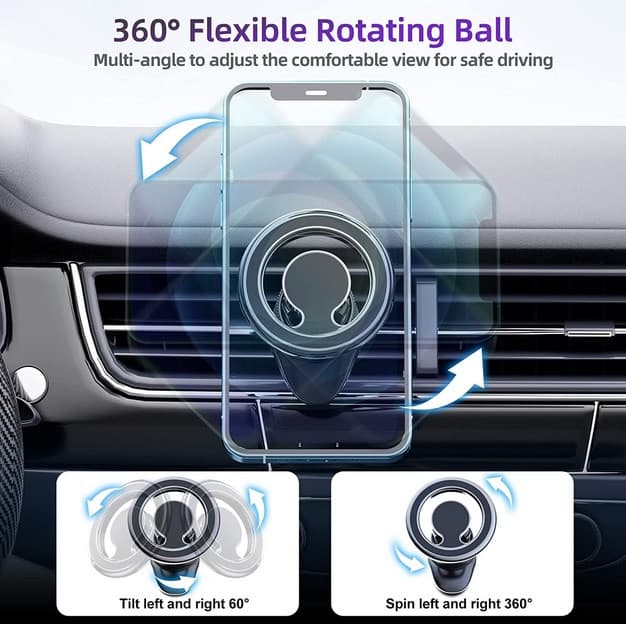 Suport auto magnetic, prindere Magsafe, 2 cercuri metalice incluse — varianta 2