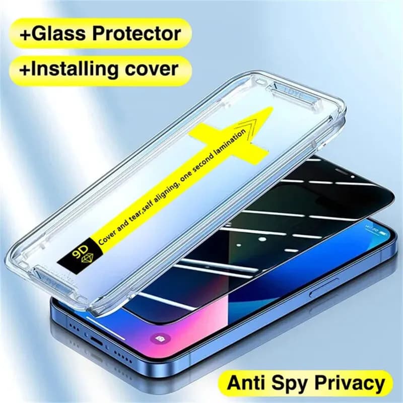Folie sticla Privacy Apple iPhone 14 Plus / iPhone 13 Pro Max, kit instalare rapida, margini negre — 2
