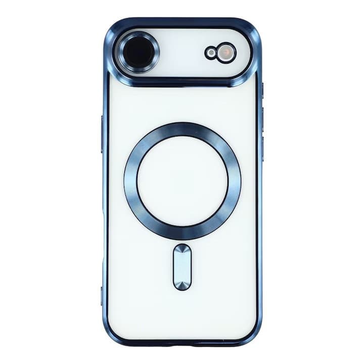 Husa Apple iPhone 17 Air, Magsafe Electroplating TPU, protectie camera, margini albastre — principală