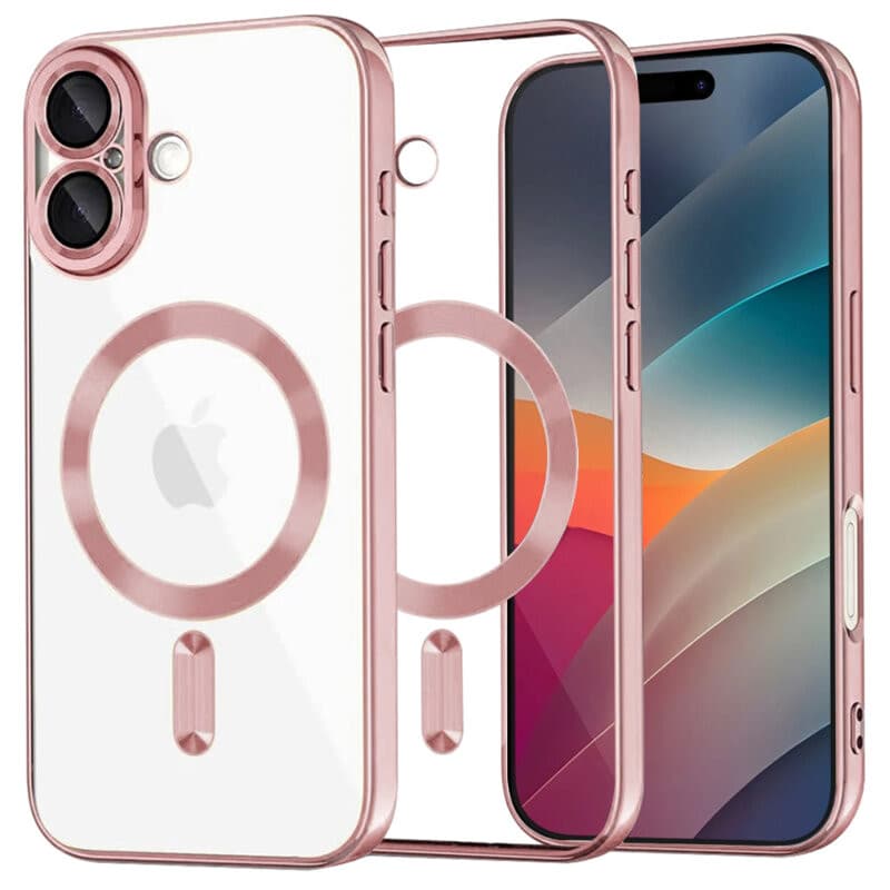 Husa Apple iPhone 17, Magsafe Electroplating TPU, protectie camera, margini rose gold — principală