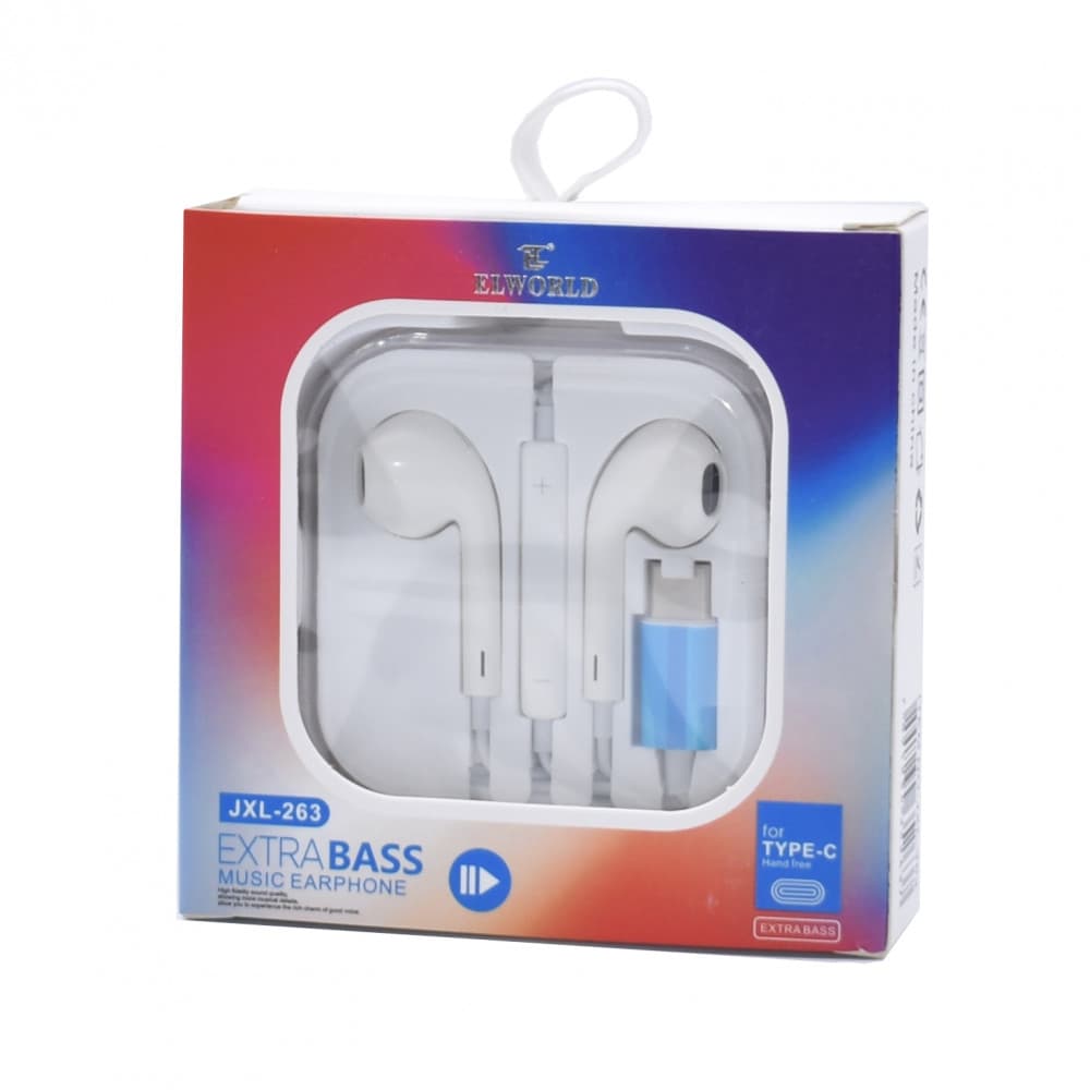 Casti audio cu microfon JXL-263, conector Type-C, albe — varianta 5