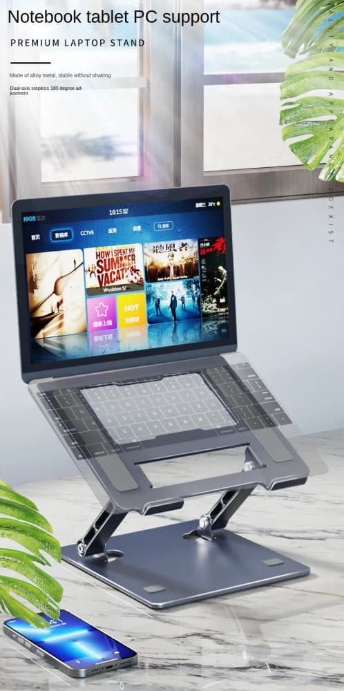 Suport de birou din aluminiu pentru laptop 9,6 - 17" inch sau tableta, pliabil, reglabil, gri inchis — varianta 6
