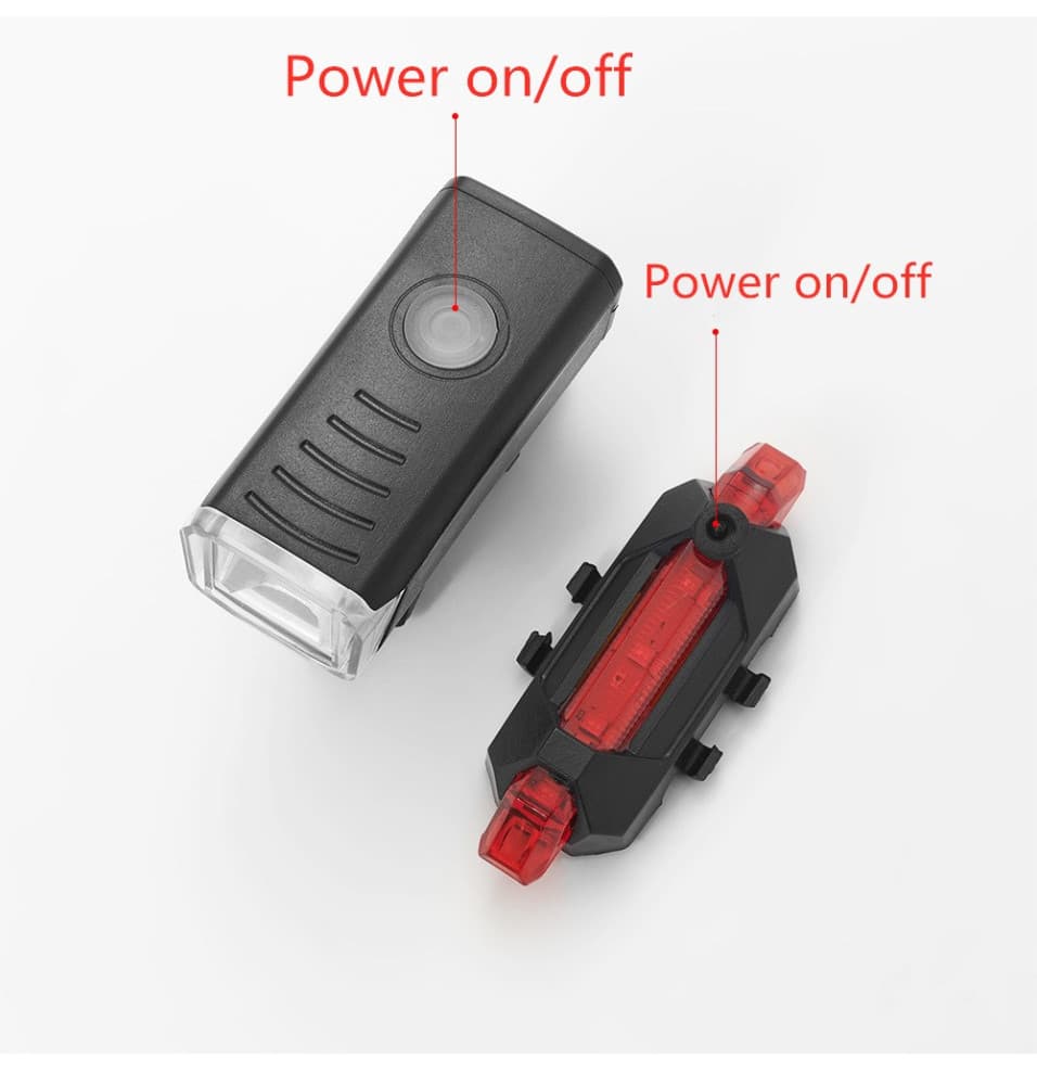 Set lanterna si lumina stop pentru bicicleta HY-025, incarcare USB — varianta 2