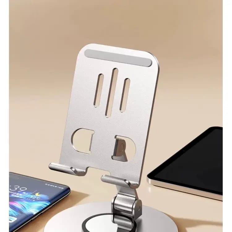 Suport birou Andowl Q-ZJ555, compatibil telefon sau tableta, universal, metalic, rotire 360 grade, argintiu — varianta 4