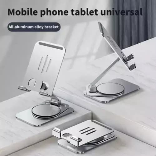 Suport birou Andowl Q-ZJ555, compatibil telefon sau tableta, universal, metalic, rotire 360 grade, argintiu — varianta 5