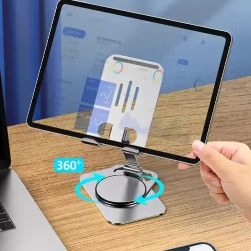 Suport birou Andowl Q-ZJ555, compatibil telefon sau tableta, universal, metalic, rotire 360 grade, argintiu — varianta 7