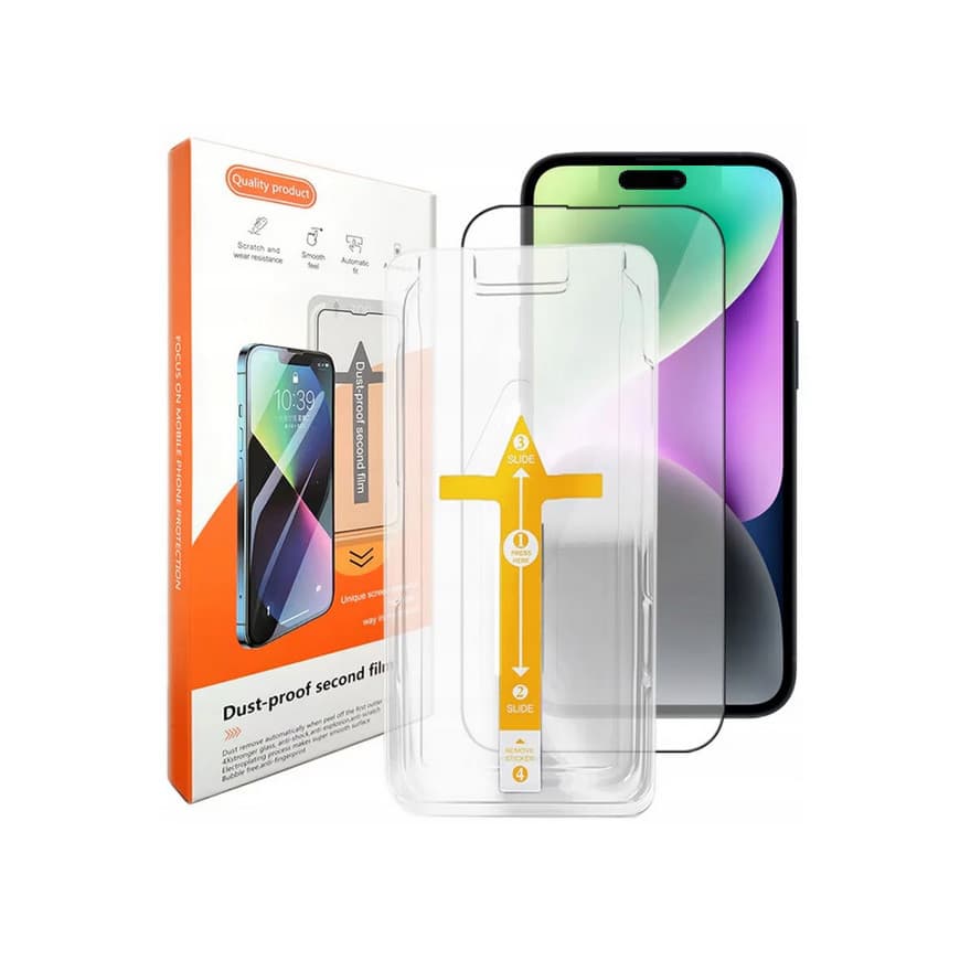 Folie sticla Apple iPhone 15 Plus, Full Glue Premium Glass, ESD, kit instalare rapida, margini negre — principală