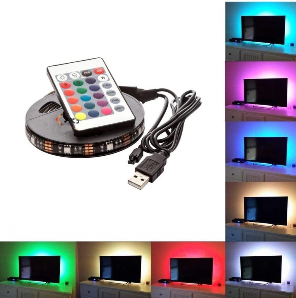 Banda LED RGB pentru TV, USB 5V, lungime 2 metri, telecomanda inclusa — 3