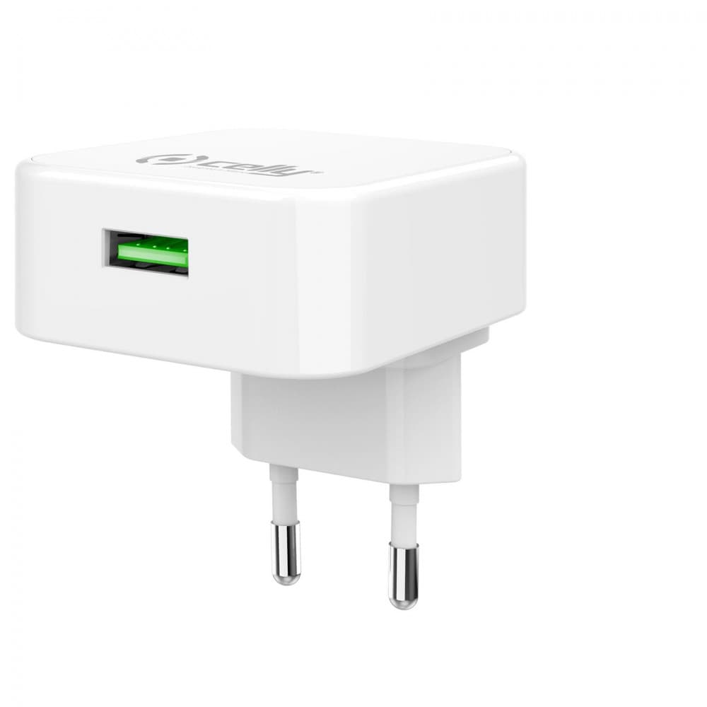 Incarcator casa Celly, 4 capete (USA/EU/UK/AU), 2.4A, 12W, alb — principală