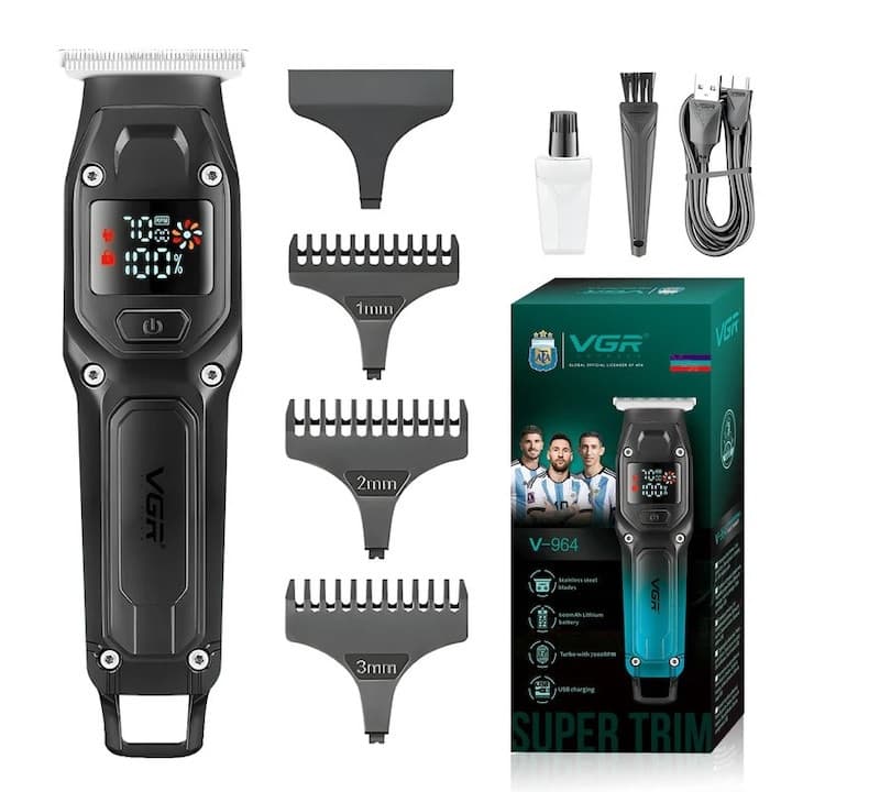Aparat de tuns VGR V964, acumulator incorporat, afisaj LED, negru/verde — principală