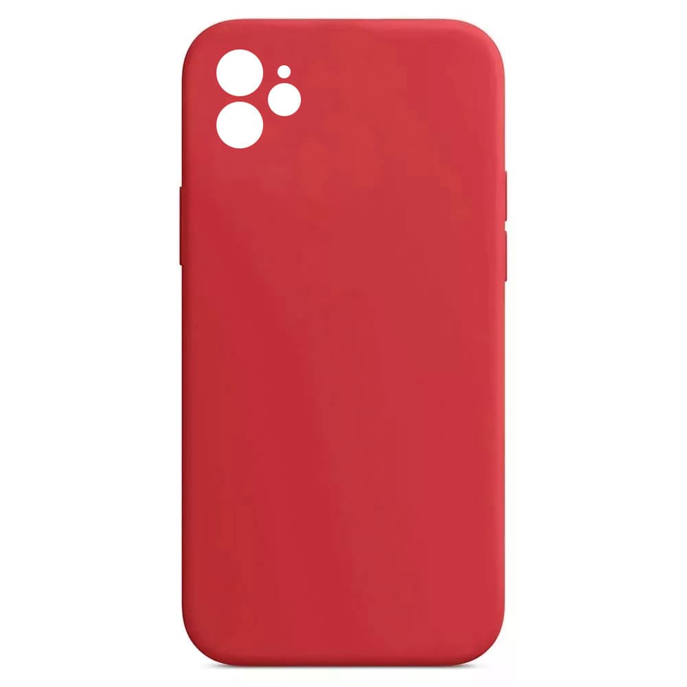 Husa Apple iPhone 12 Luxury Silicone, catifea in interior, protectie camere, rosu — principală