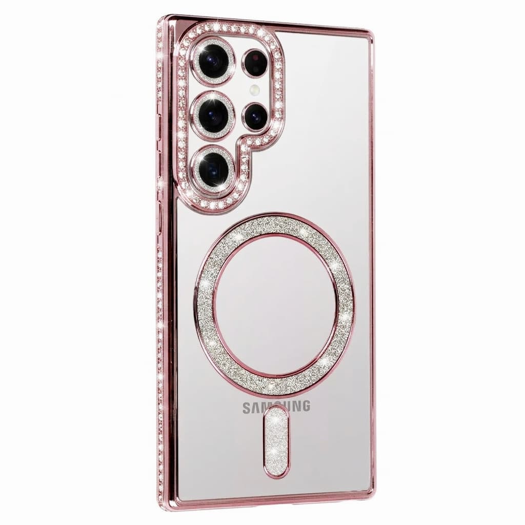 Husa Samsung Galaxy S25 Ultra, Electroplating Bling Magsafe, protectie camera, rose gold — principală