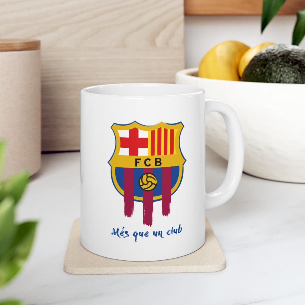 Cana ceramica personalizata, design FCB, 330 ml, alba — varianta 2