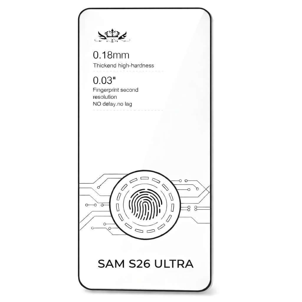 Folie sticla Samsung Galaxy S26 Ultra, Full Glue, deblocare amprenta, premium, 0.18 mm, margini negre — principală