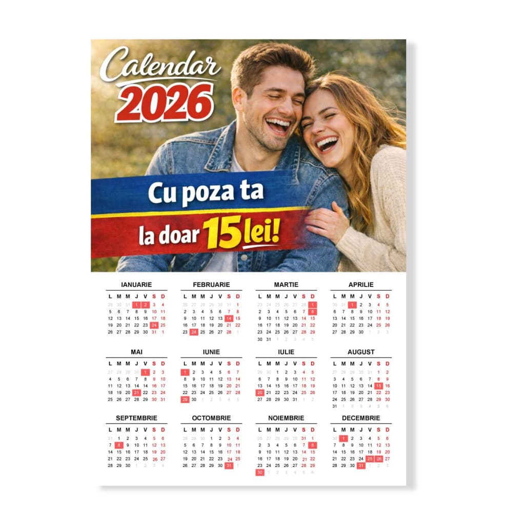 Calendar 2026, personalizat cu poza ta, format A4 — principală