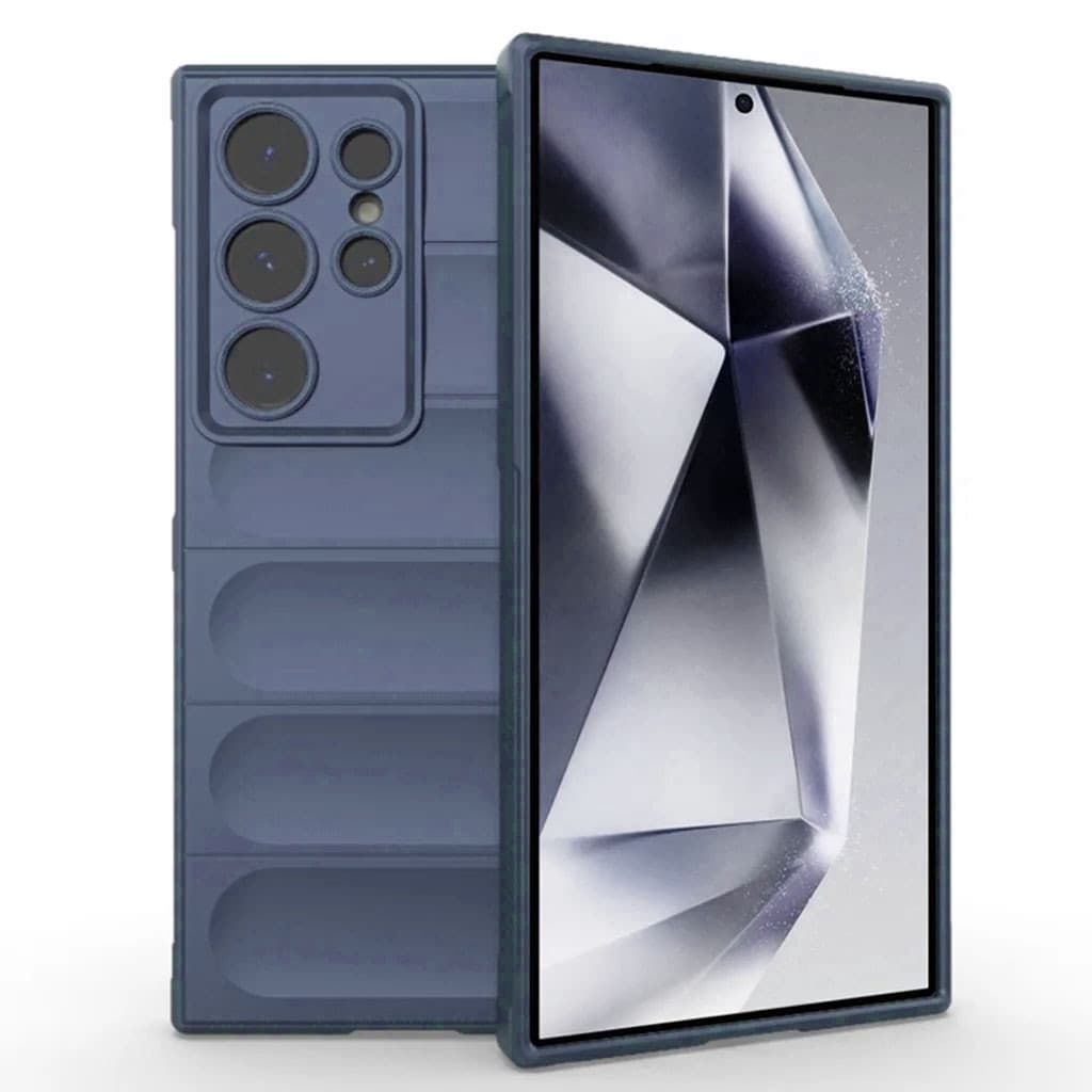 Husa Samsung Galaxy S24 Ultra, Wave Silicone, protectie camera, catifea in interior, navy blue — principală