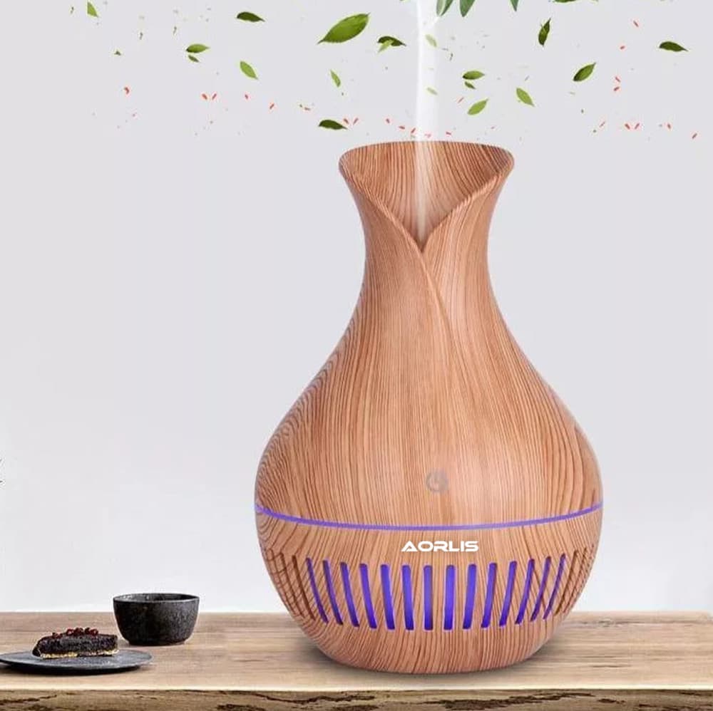 Umidificator aer,  difuzor aromaterapie AORLIS AO-50111, lumini RGB, alimentare USB, maro deschis — principală