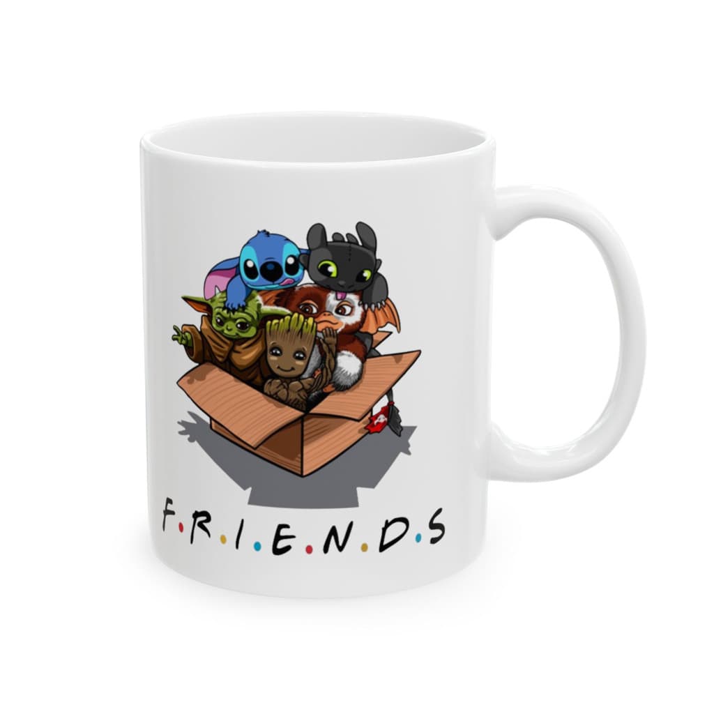 Cana ceramica personalizata, design Stitch Friends, 330 ml, alba — principală