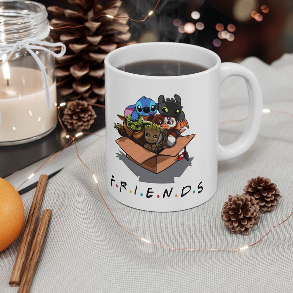 Cana ceramica personalizata, design Stitch Friends, 330 ml, alba — varianta 3