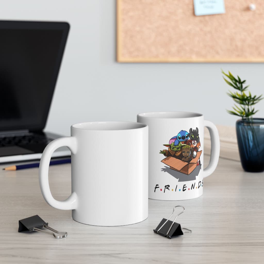 Cana ceramica personalizata, design Stitch Friends, 330 ml, alba — varianta 4