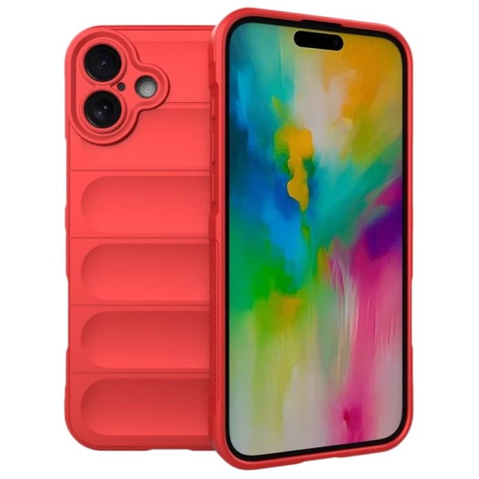 Husa Apple iPhone 16 Plus, Wave Silicone, protectie camera, catifea in interior, pure red — principală
