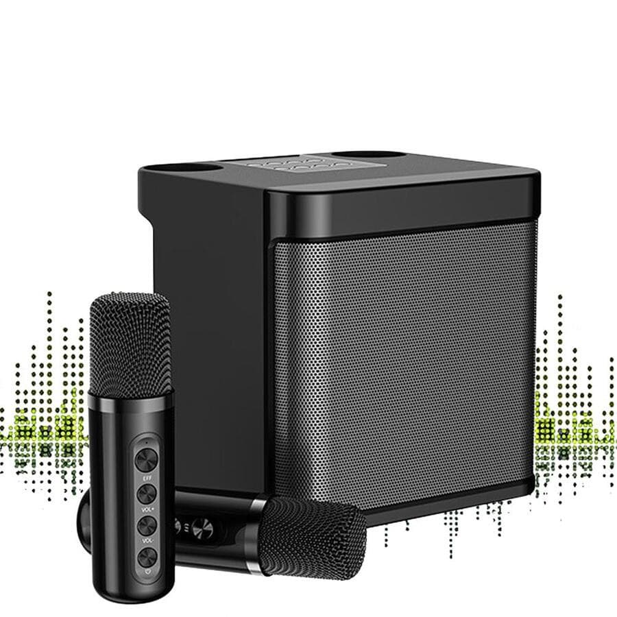 Set boxa si doua microfoane Karaoke HL-233, bluetooth, lumina RGB, functie efecte voce, 10W, negre — 7