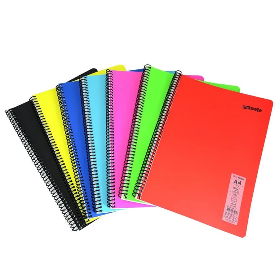 Caiet cu spirala A5, 80 file, My Note Flex Neon, dictando, coperta PP galbena — varianta 2