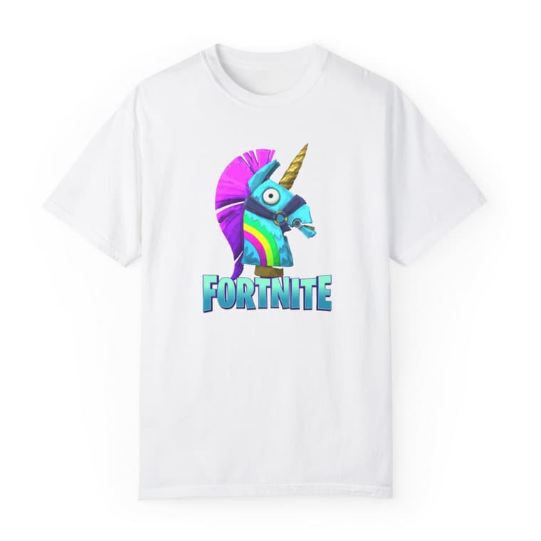 Tricou personalizat alb, copii/adulti, design Llama Unicorn, modal, diverse marimi — 2