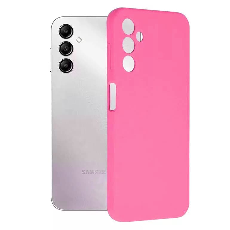 Husa Samsung Galaxy S23+ (S23 Plus), Luxury Silicone, protectie camera, catifea in interior, roz siclam — principală