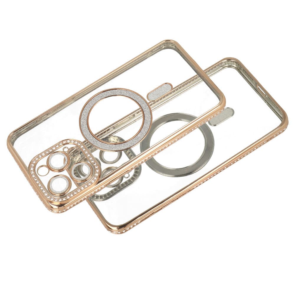 Husa Apple iPhone 16, Electroplating Bling Magsafe, protectie camera, margini aurii — varianta 3