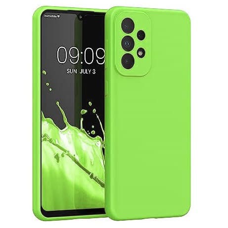 Husa Samsung Galaxy A23 5G, Luxury Silicone, catifea in interior, protectie camere, verde neon — principală