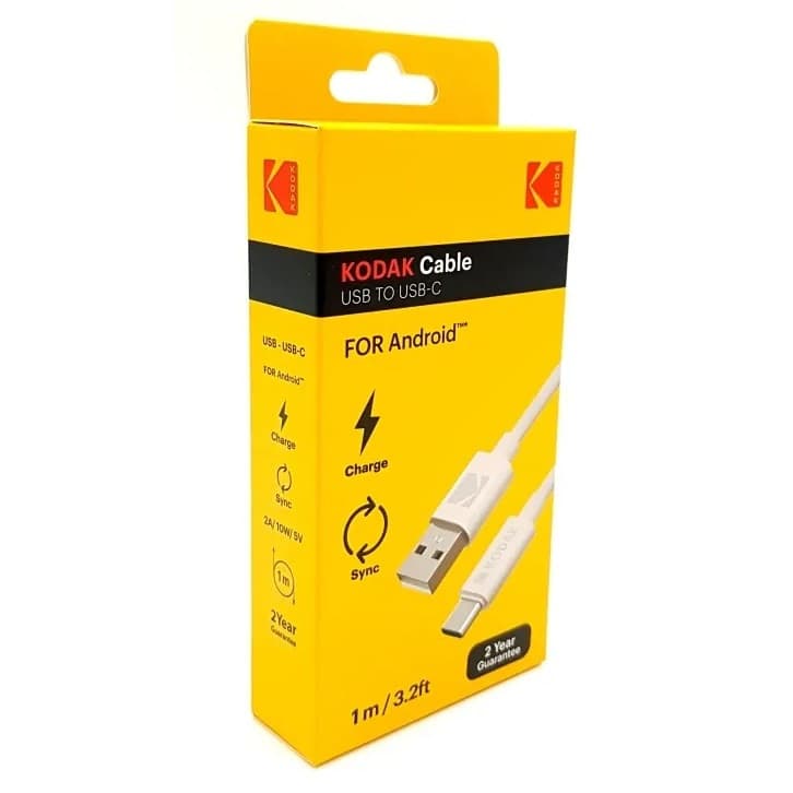 Cablu de date si incarcare USB to Type-C KODAK, 1 metru, 2A/10W/5V, alb — varianta 2