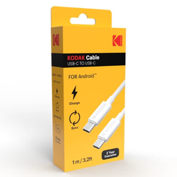 Cablu de date si incarcare KODAK, Type-C to Type-C, 1 metru, 2A/10W/5V, alb — varianta 2