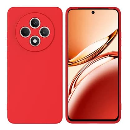 Husa protectie Oppo Reno 12F 5G, Luxury Silicone, catifea in interior, protectie camere, rosie — principală
