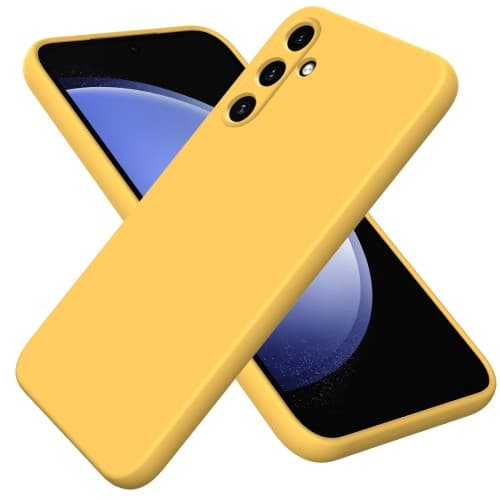 Husa Samsung Galaxy A15, Luxury Silicone, protectie camera, catifea in interior, galbena — varianta 4
