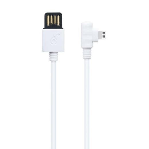 Cablu de date si incarcare Lightning (iPhone) OnePlus, conector la 90 grade, 2A, 1 metru, alb — principală